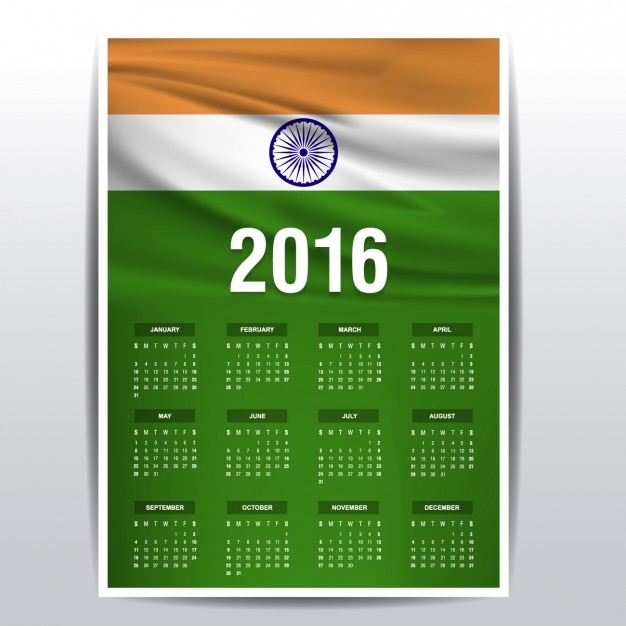 Free Vector 2016 calendar of india