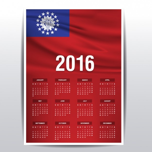 Free Vector 16 Calendar Of Myanmar