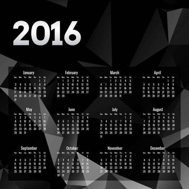 黒多角2016カレンダー 無料のベクター