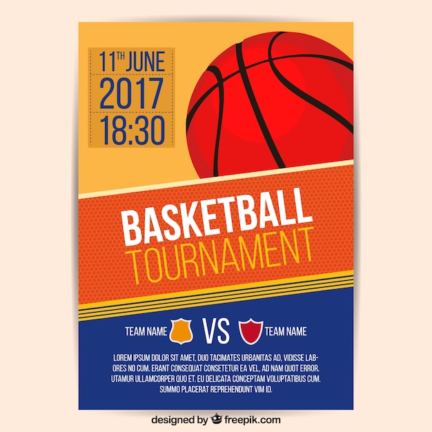 Free Vector | 2017 basketball tournament brochure