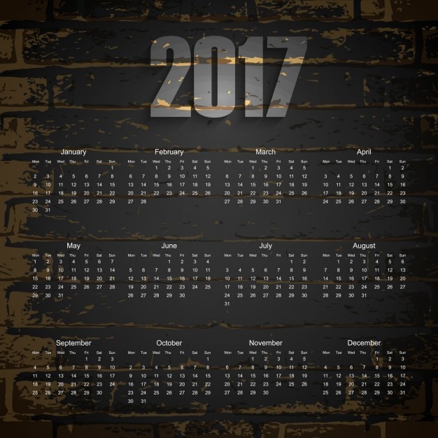 2017 brick texture calendar