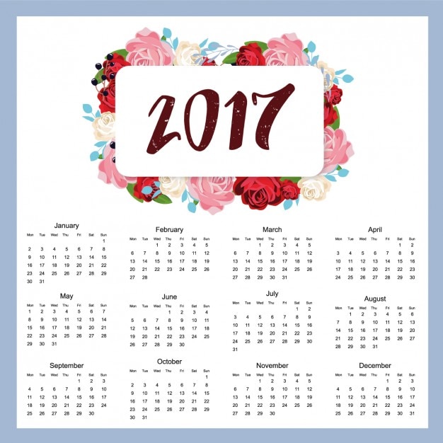 Free Vector 17 Calendar Design