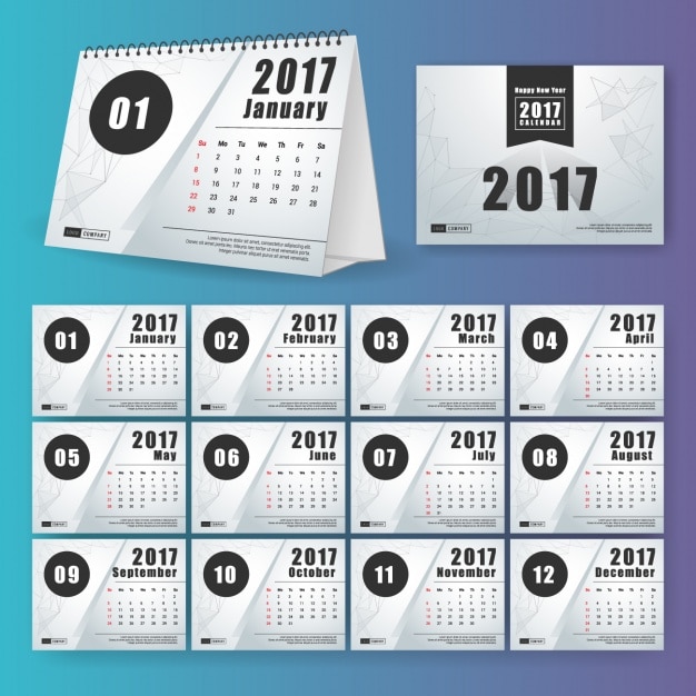 mini calendar template 2017