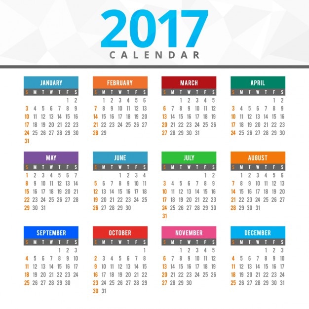 2017 colored calendar Vector | Free Download