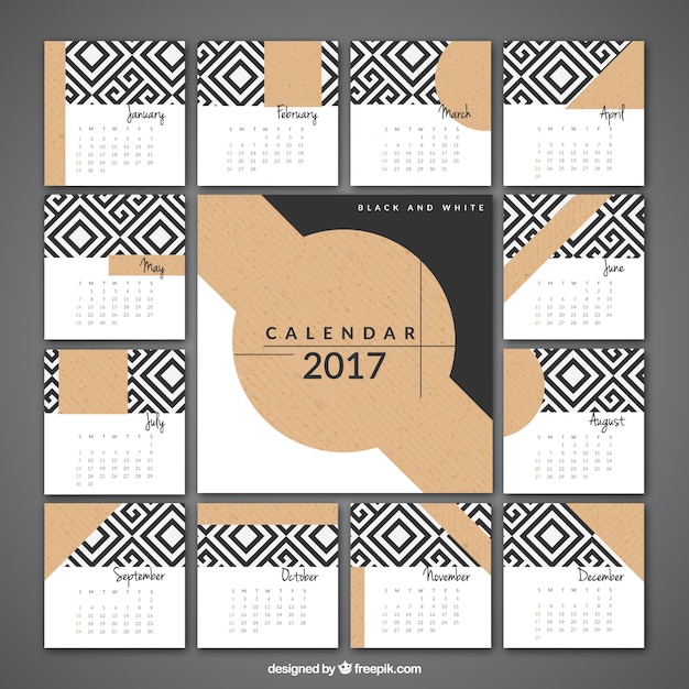 Free Vector 2017 Elegant Calendar Of Geometric Shapes