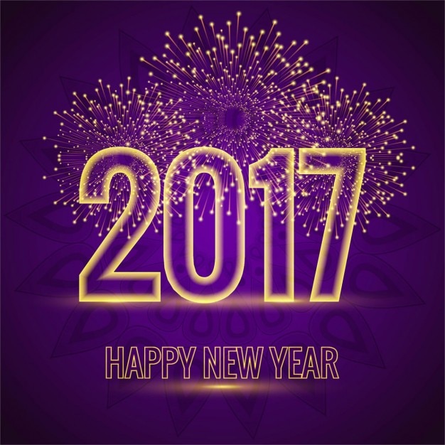 Free Vector | 2017 purple background with fireworks