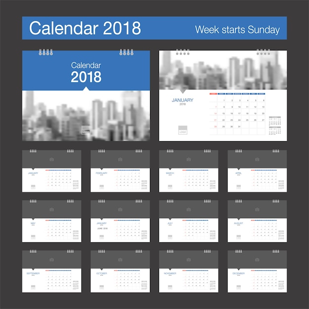 Premium Vector | 2018 calendar. desk calendar modern design template ...