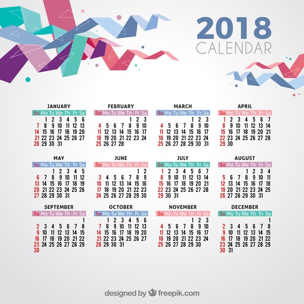 Download Free Vector | 2018 calendar with modern shapes