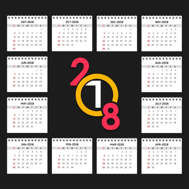 Download 2018 calendar | Free Vector