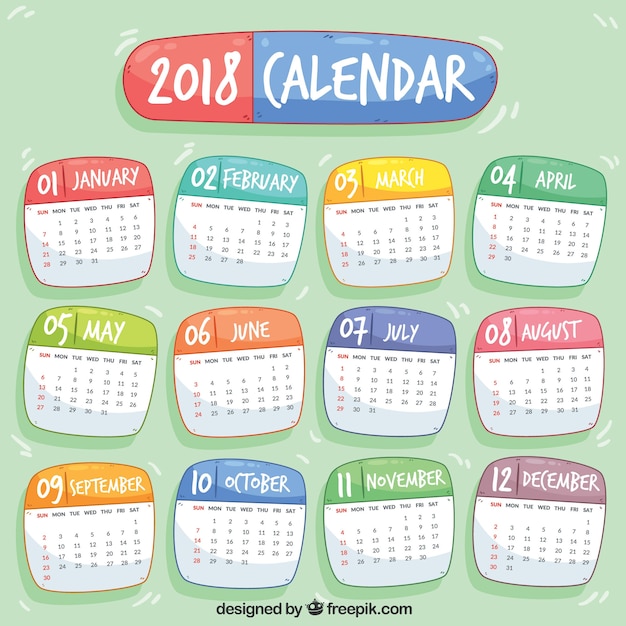 Free Vector 18 Calendar