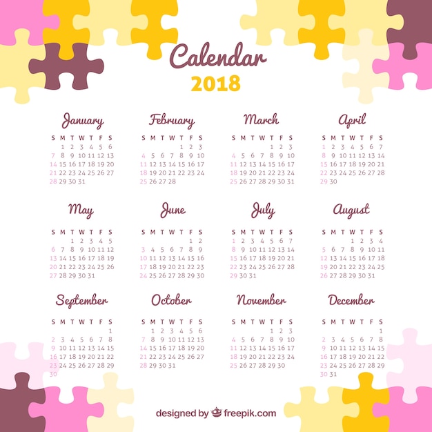 Download 2018 calendar | Free Vector