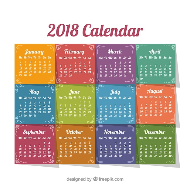 Download 2018 calendar | Free Vector