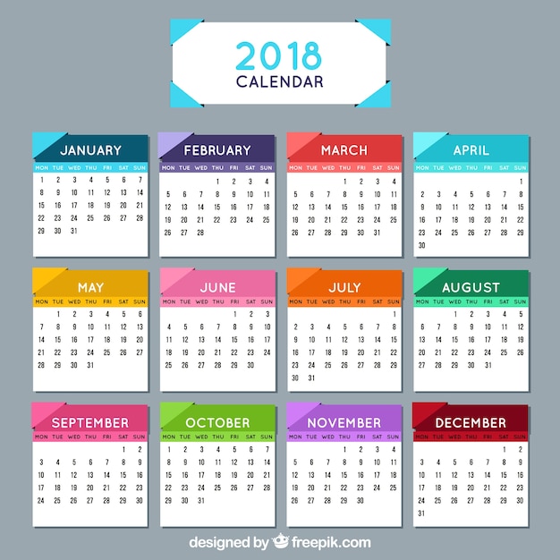 Download 2018 calendar | Free Vector
