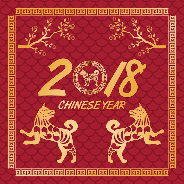 Premium Vector | 2018 dog chinese year