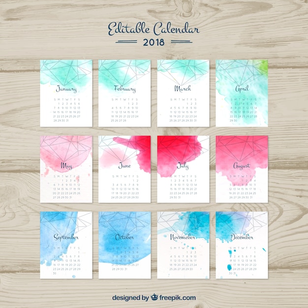 2018 watercolor calendar with geometric shapes_23 2147618548