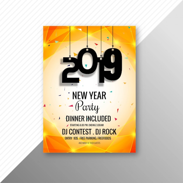 Premium Vector 2019 New Year Party Brochure Celebration Design Template