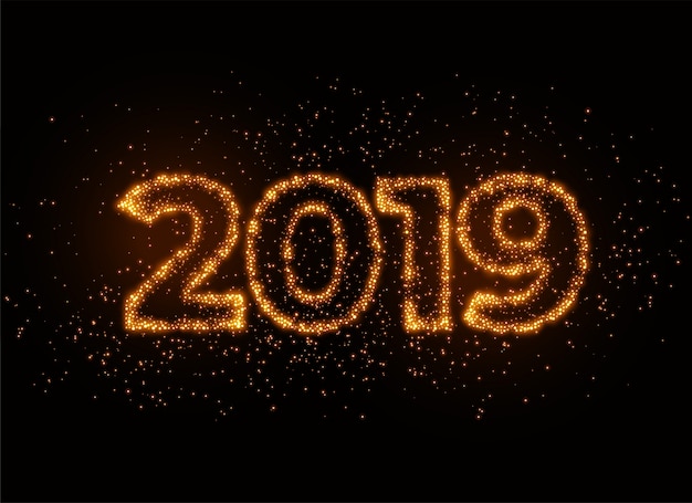 2019 writter in shiny sparkles particle effect Free Vector