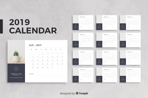 2019 календарь Бесплатные векторы