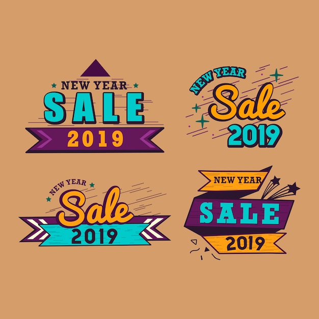 2019年新作販売バッジベクトルセット 無料ベクター