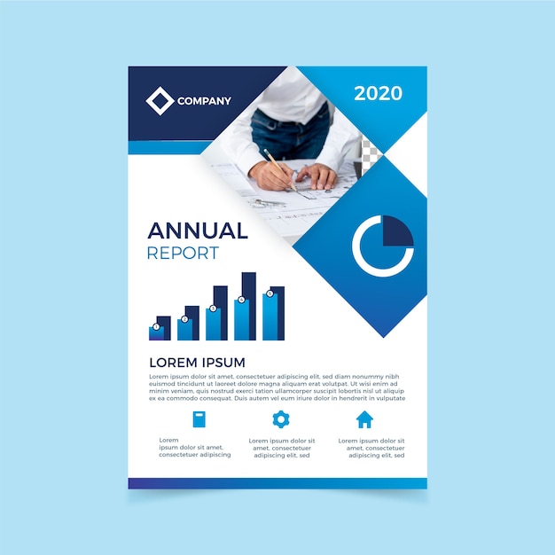 Free Vector | 2020 annual report with photo