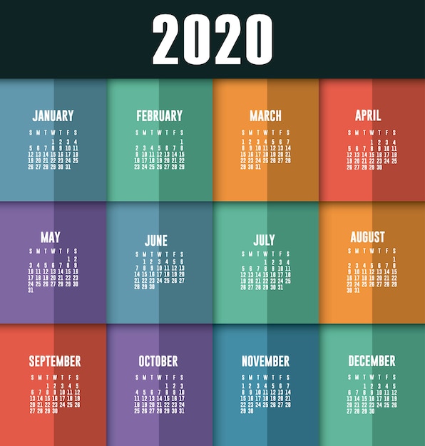 2020 Calendar Planner Vector Design Premium Vector