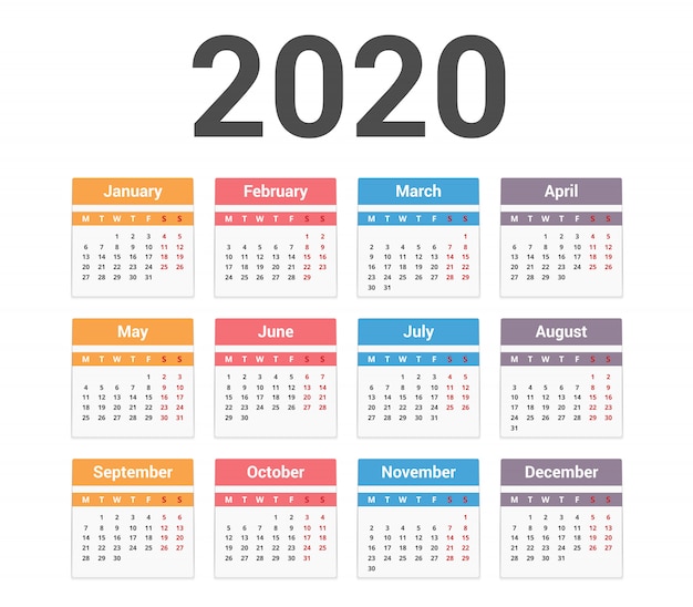 2020 calendar | Premium Vector