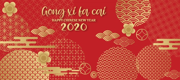 2020 chinese new year greeting card. | Premium Vector