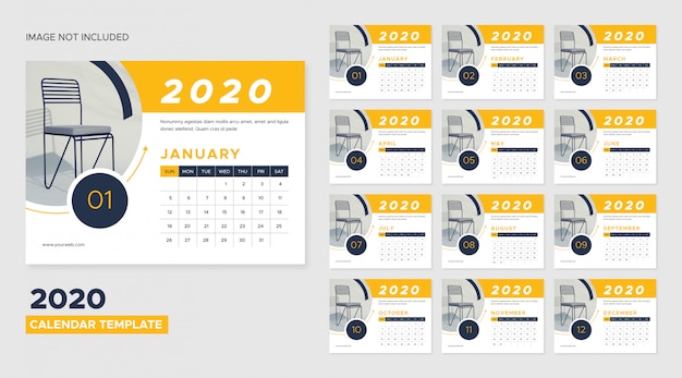 2020 desk calendar template Premium Vector