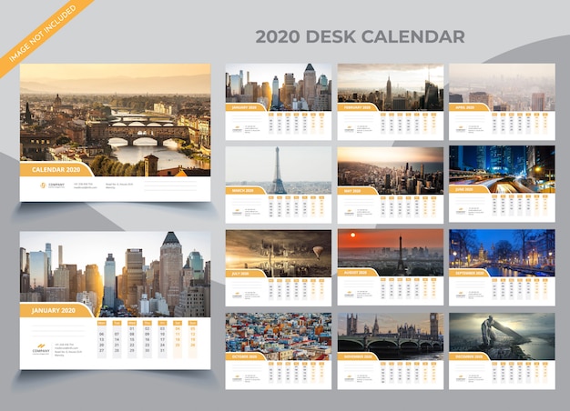 Premium Vector | 2020 desk calendar template