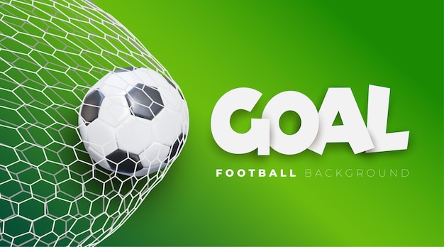 Premium Vector Football Goal Background Vector Soccer Banner With Ball In Net