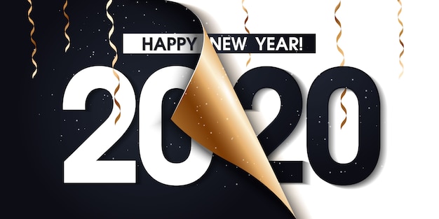 2020 happy new year promotion poster or banner with open ...