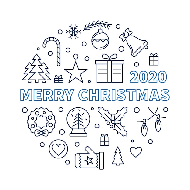 Download 2020 merry christmas round linear illustration | Premium ...