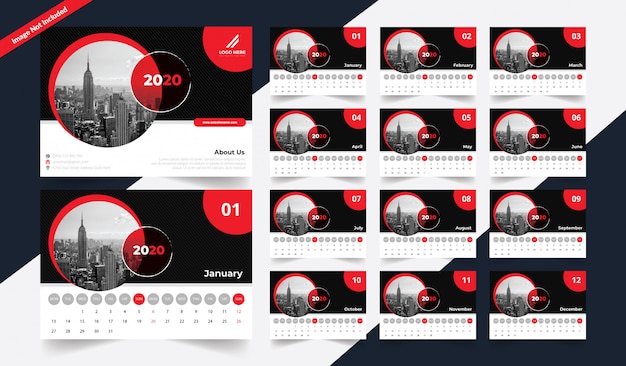 2020 modern desk calendar template Premium Vector