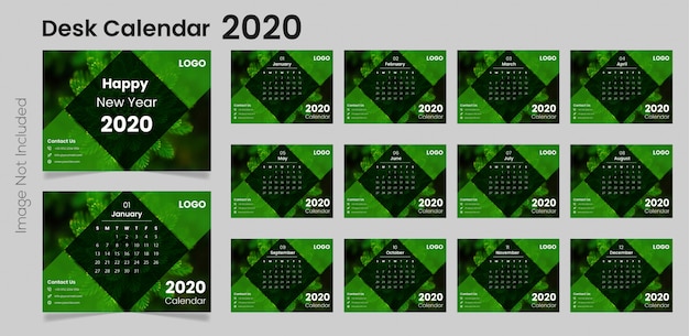 2020 modern desk calendar template Premium Vector