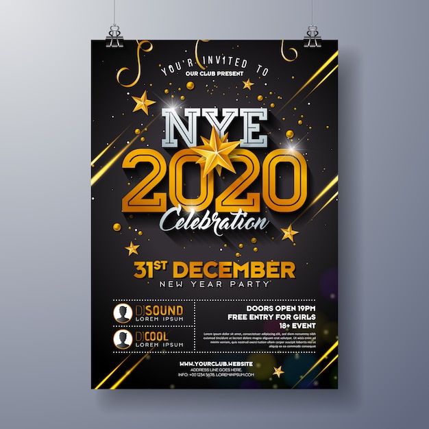 2020 New Year Party Celebration Poster Template Illustration