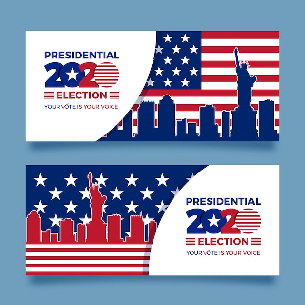 Free Vector 2020 us presidential election banners collection