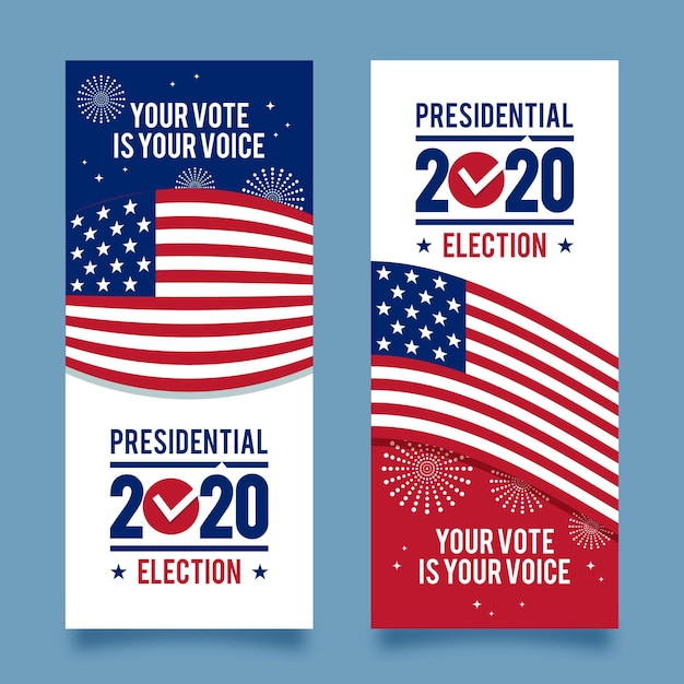 Free Vector | 2020 Us Presidential Election Banners Set