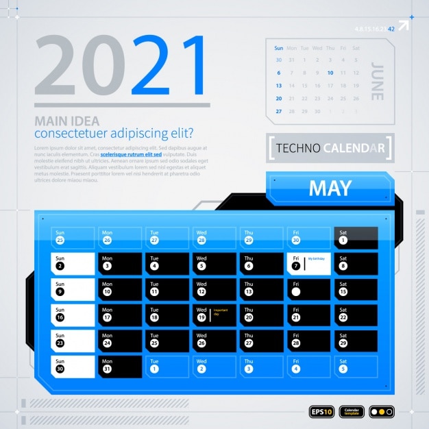 Free Vector 21 Calendar Template