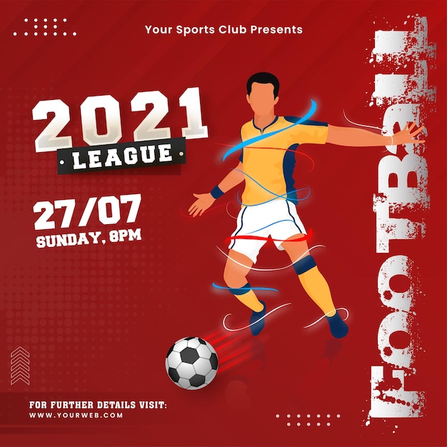 Premium Vector | 2021 football league poster design with ...