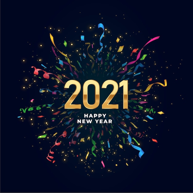 Free Vector | 2021 happy new year background with confetti burst