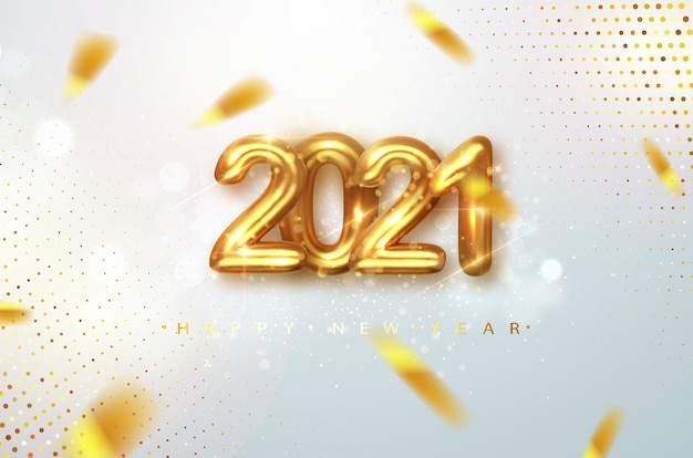 Premium Vector | 2021 happy new year. gold design metallic ...