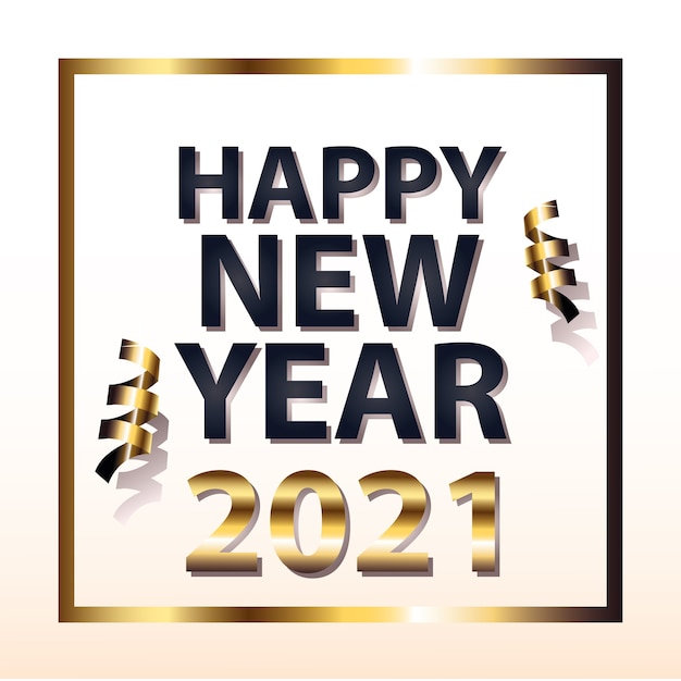21フレームゴールドスタイルのデザインの紙吹雪で新年あけましておめでとうございます ようこそお祝いと挨拶 プレミアムベクター