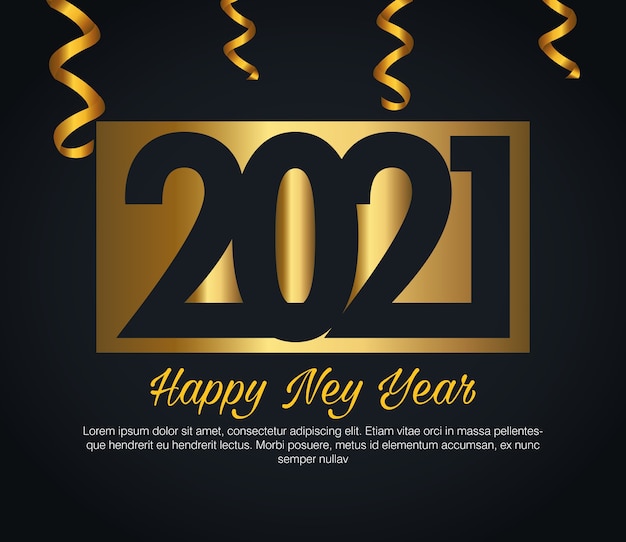21金の紙吹雪のデザインで新年あけましておめでとうございます ようこそお祝いと挨拶のテーマ プレミアムベクター