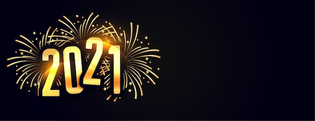 花火がはじける21年の新年のお祝いのバナー 無料のベクター