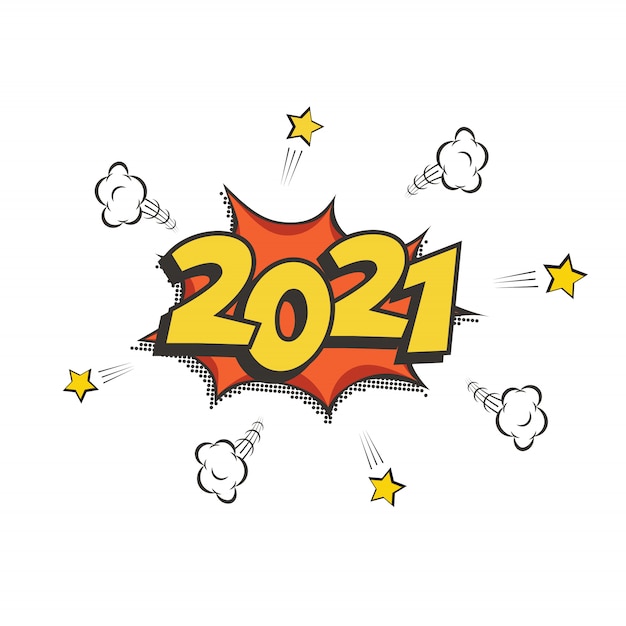 Premium Vector | 2021 new year comic book style postcard ...