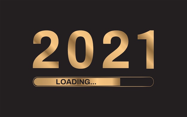 Download Premium Vector | 2021 new year loading golden progress bar ...