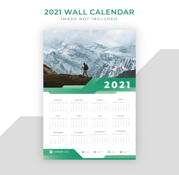 Premium Vector 2021 One Page Wall Calendar