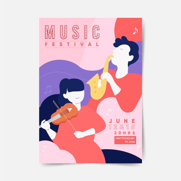 2021年イラスト入り音楽祭ポスター 無料のベクター