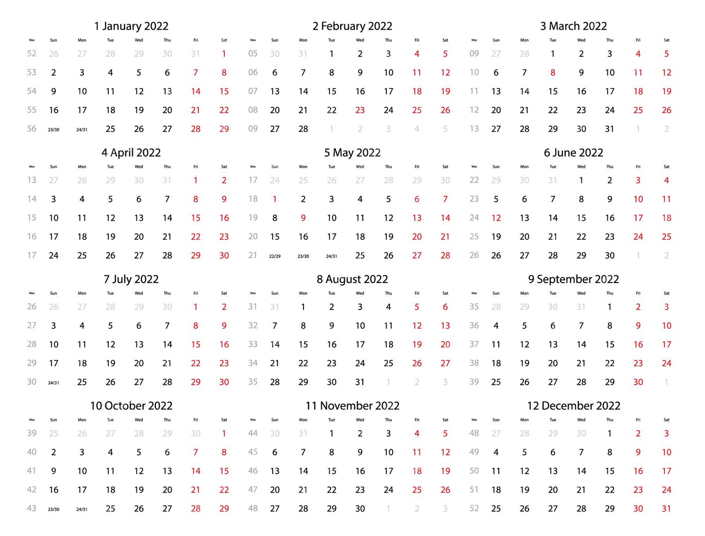 Premium Vector | 2022 calendar template vector eps