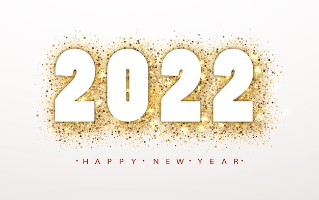 2022 с новым годом фон с номером золотой блеск. рождественские зимние  праздники дизайн. золотой сверкающий вектор пыли круг с числами. |  Бесплатно векторы